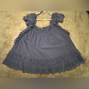Anthropologie Ruffled Blue Top